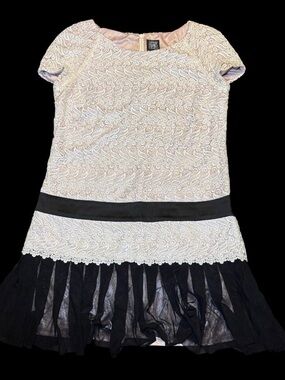 Jax Cream Lace & Black Trim Midi Dress